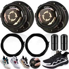 dcas Metallic Wire Laces, Automatic Buckle Rope Shoelaces for Metal Wire, Rotating Metal Wire Laces, Buckles with Automatic Rotating Buckles, Unisex (Black), Black, One Size