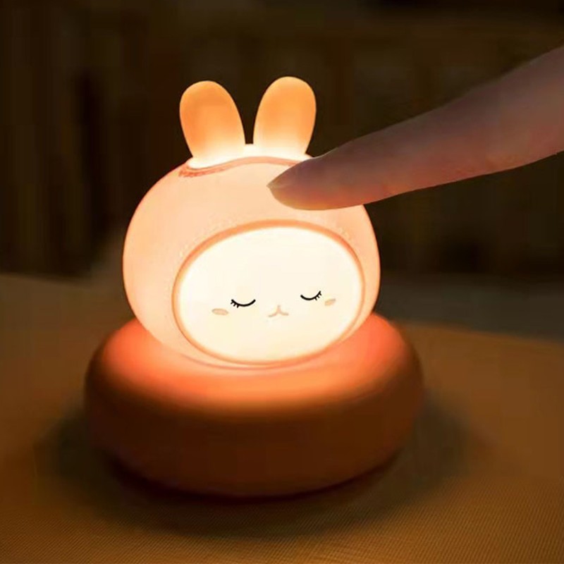 Rabbit Night Light Soft Light Rechargeable Cute Tap Control Nursery