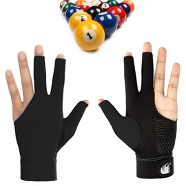 3 Finger Snooker Gloves, Billiard Pool Cue Gloves Billiard Non Slip Billiard Glove Billiard Pool Gloves Left Hand Wear Resistant Billiard Gloves Accessories for Men and Women (Black)