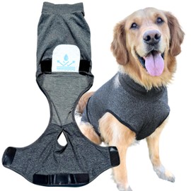 Dog Recovery Suit After Surgery – Body Suit for Female Spay & Male Neuter with Washable Pads, Post-Surgery Onesie for Dogs, Medium (Grey)
