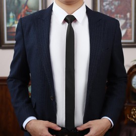 PenSee Men's Ties Solid Pure Color 1.58" (4CM) Plain Slim Necktie Skinny Ties For Men, 31-black, Medium