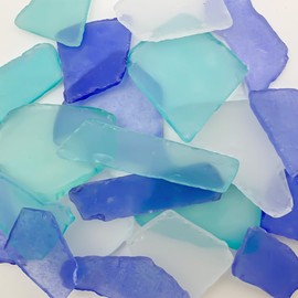 HappyFiller 40 OZ Tumbled Sea Glass Frosted Seaglass for DIY Crafts,Beach Party Wedding Decor,Vase Fillers Aquarium Decoration,Nautical Theme Picture Frame Arts,White,Navy,Deep Blue Mix