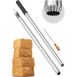 SturdyShape Hay probe Bale Sampler For Drill 27 Inch With Serrated Tip. Comes with Dowel and Metal File for Resharpening. Heavy Duty Stainless Steel