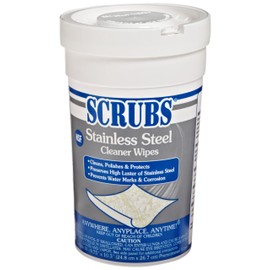 SCRUBS 91930 Stainless Steel Cleaner Towels, 9 3/4 x 10 1/2, 30 Wipes Per Canister