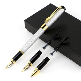 Juego de pluma estilográfica,Pluma estilográfica ultra elegante,Punta de iridio,Incluye 3 puntas de acero de diferentes espesores,diseño clásico,con
