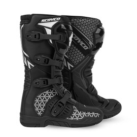 Scoyco Dirt Bike Boots for Men, Motocross Boots for Enduro with Shin Guard & Ankle TPU Protection, Adventure Motorcycle Boots Full Coverge Leather Resistant