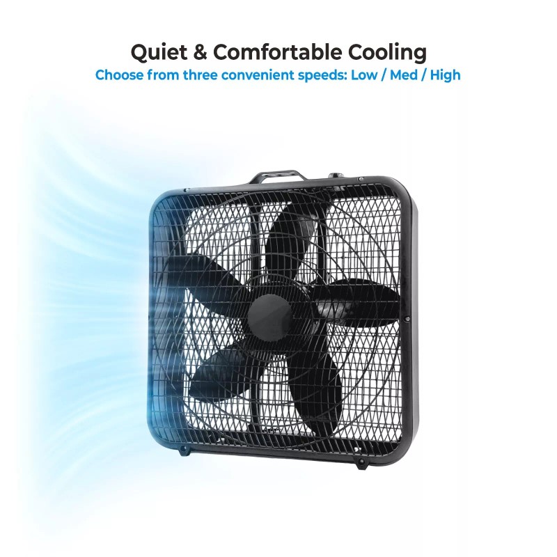 Comfort Zone 20" Box Floor Fan with 3-Speeds and Carry