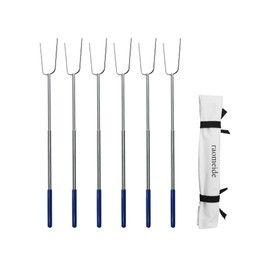 RAOMEIDE 32" Heavy Duty Hot Dog Roasting Sticks for Campfire, Smores Sticks for Fire Pit Long, Marshmallows Skewers (6 Pack)