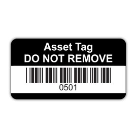 Customark Limited Black Identification Fixed Asset Tag Labels - Barcoded and Numbered 501 to 1000-38mm x 20mm Permanent Synthetic PP Labels - Pack of 500 (P/NO. 7828652B)