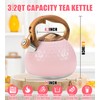 Foedo 3.2Qt Stainless Steel Whistling Tea Kettle Stovetop, Pink