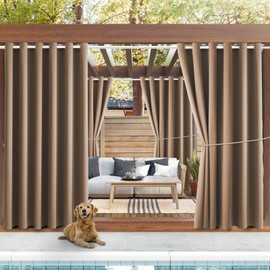 DIVA EN CAMINO DEC Outdoor Patio Curtain Waterproof Darkening Thermal Insulated Indoor Curtains for Bedroom, Porch, Living Room, Pergola, Cabana, W84 x L108, Camel Brown, Set of 2 Panels