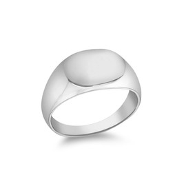 Tuscany Silver Unisex Sterling Silver Rhodium Plated Oval Signet Ring, Size L