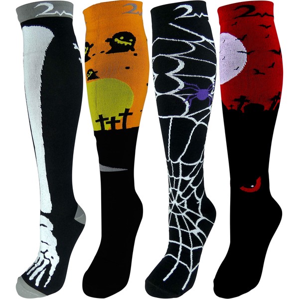 Holiday Design Extra Soft Compression Socks (Festive and Spooky, Small/Medium)