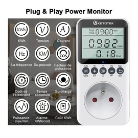 KETOTEK Energy Meter Wattage Digital Power Consumption Meter 3680W Electricity Meter with LCD Display