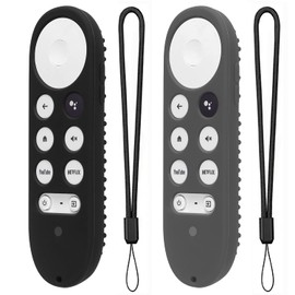 Paquete de 2 fundas de silicona para Chromecast con Google TV 2020, funda protectora para control remoto de voz Chromecast 2020 (negro + gris oscuro)