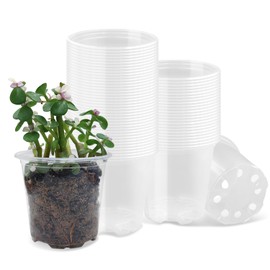 RooTrimmer 3.5" Clear Seeding Pots 100-Pack Round for Seeds Starter Pots, Seeds Germination Transparent Nursery Pots with Drainage Holes (100PCS)