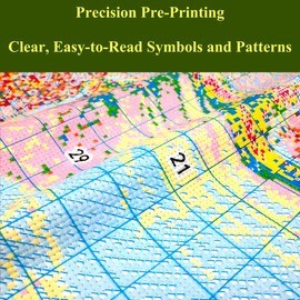 WOWDECOR Stamped Cross Stitch Kits for Adults Beginners, Pre Printed Rooster Garden Chick Family 11ct 30x40cm Pattern DIY Embroidery Starter Kit Needlework Set