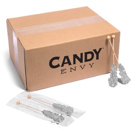 Candy Envy - 100 ct Silver Cafe Sugar Sticks Rock Candy - Individually Wrapped - Original Sugar Flavored