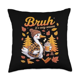 Goose Cozy Autumn Goose Fall Coffee Vibes Funny Fall Sarcasm Throw Pillow