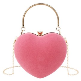 Aisi Women Heart Shaped Mini Clutch Handbag Evening Purse Chain Tote Shoulder Bag for Wedding Party Cocktail Prom