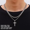 Fiusem Cross Necklace Chain for Men, Silver Tone Mens Cross