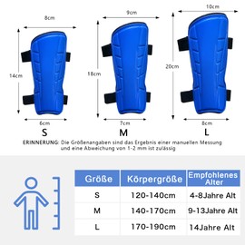 Idota Children's Football Shin Pads, Ergonomic Shin Pads with Adjustable Straps, Soft EVA Lining, Children's Shin Pads, Impact Resistance, PP Shell, Football Accessories (Blue, M)