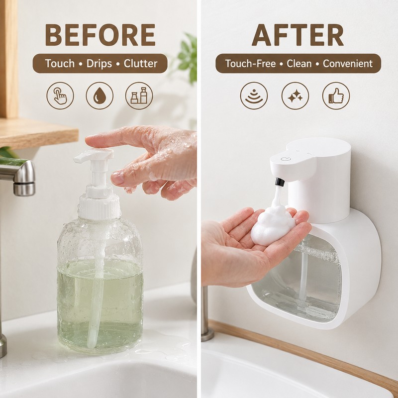 Automatic Foam Soap Dispenser, 500ml Touchless Rechargeable Pump