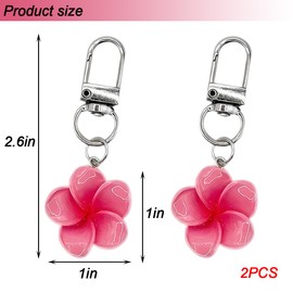 zipelo Car Key Chain, 2PCS Cute Flower Vehicle Keychain Holder, Automotive Keyring Accessories, Universal for Most Cars (Rose Red)