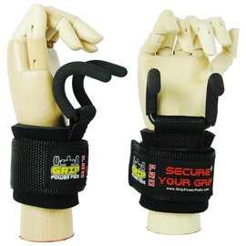 Best Weight Lifting Rod Hooks Heavy Duty Wrist Wraps Power Weight Lifting Training Gym Grips Straps Set of 2 (Black, Women-Wrist Size Small/Medium)