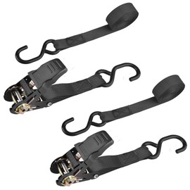 TRIWONDER Ratchet Tie Down Straps Heavy Duty Lashing Straps Cargo Straps for Trucks Moving Motorcycle Rachette Tiedowns 2 Pack (Black, 2m)