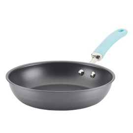 Rachael Ray Create Delicious Deep Hard Anodized Nonstick Fry Pan/Skillet, 10.25 Inch, Gray with Light Blue Handles