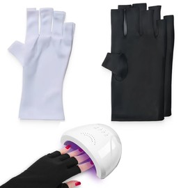 KOLZEMV UV Protection Gloves for Gel Nail Lamps, 2 Pairs UV Gloves Nails Professional UV Protection Gloves for Manicure Hand UV Protection Fingerless Gloves to Protect Hands from UV Light