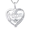 YL Mum Necklace 925 Sterling Silver Heartbeat CZ Stone Heart