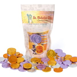 Foiled Again! Chocolate St. Nicholas Day Coins - Belgian Milk Chocolate Coins - Bright Colorful Foils - Beautiful Feast of St. Nicholas Designs - Sealed, Resealable Bag - 1 pound