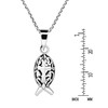 Spiritual Essence Christian Fish Swirl Cross .925 Sterling Silver Pendant