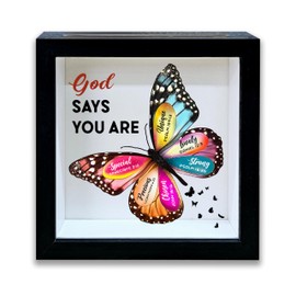 Shadow Box with Slots, God Says You are Boxes Frame 8x8 Inches Decor for Home Office, Keep Sake Box for Memories, Religious Inspirational Gifts for Christians, Shadow Boxes Display Cases -24