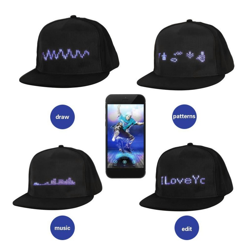 Cotton Plastic Peaked Cap LED Luminescence Editable Cool Hat for