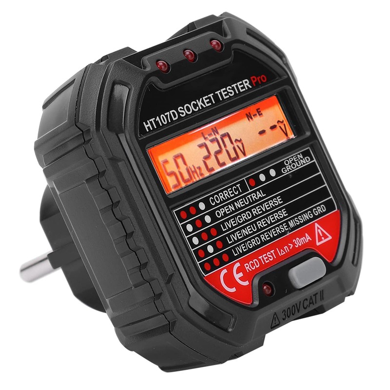 Digital Socket Tester, Multifunctional Tester for Mains Sockets with LED