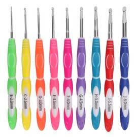 9Pcs Crochet Hooks Premium Aluminum Lightweight Durable Glossy Ergonomic Design Different Colors Crochet NeedleF Type