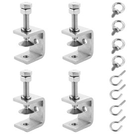 LDHHYH Pack of 4 Stainless Steel C-Clamps with Stainless Steel Hooks and Eye Bolts, C Clamp 30 mm Clamping Range 0-25 mm Screw Clamps, Jaw Openings for Woodwork, Welding, Carpentry