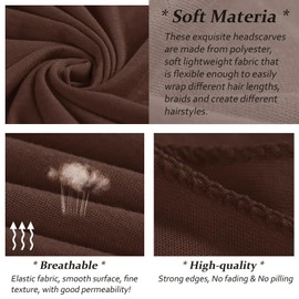1 Piece Head Wrap Jersey Turban Urban Hairband Scarf Fashion Headband Solid Color Breathable Soft Extra Long Head Band Tie for Women (Dark Brown)