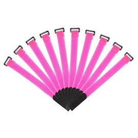 MECCANIXITY Fastening Hook and Loop Cable Tie 11.8 x 0.9 Inch Reusable with Buckle Adjustable Multi-Purpose Wire Strap for Cord Management Pink, Pack of 10