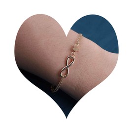 Yienate Unique Layered Heart Bracelets Chain Gold Infinity Love Heart Symbol Charm Bracelet Hand Chain Boho Heart Wrist Chain Infinity Link Heart Slave Bracelets For Women, Zinc
