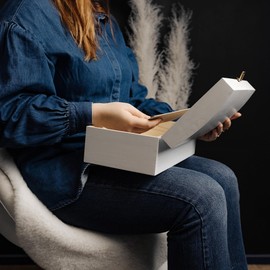 Creative Deco White Wooden Chest with Lid and Lock | 34.5 x 18 x 13.8 cm | Wedding Treasure Chest Large Toy Box Wooden Box Painted Box without Handles | for Valuables and Toys