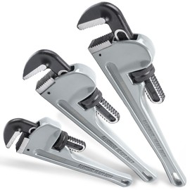 GleamRad 3-Piece Aluminum Pipe Wrench Set,10", 14", 18", Heavy Duty Adjustable Plumbing Wrench Set