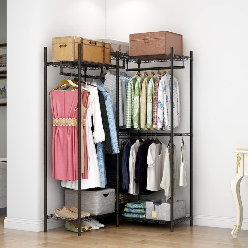 Xiofio 6 Tiers Heavy Duty Clothes Rack with Hanging Rods,Metal