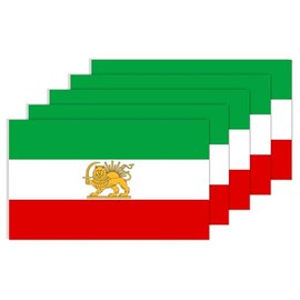 Former Iran Flag Sticker,5PCS Old Iranian Decal Decoration,Waterproof Decor for Laptop Window Car Suitcase