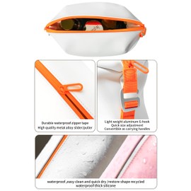 Onbagway 6"x 9.84" 4.5L Large Silicone Toiletry Bag,Waterproof Leakproof Foldable Travel Organizer,Dopp Kit Alternative for Men & Women,White