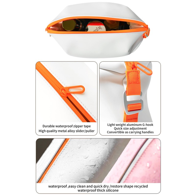 Onbagway 6"x 9.84" 4.5L Large Silicone Toiletry Bag,Waterproof Leakproof Foldable