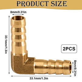 2 Stück Messing Schlauchadapter 90 Grad, Messing Widerhaken Winkelrohrverbinder, 8mm Widerhaken für Winkelrohrverbinder, 2 Wege L förmiger Winkel Schlauchanschluss, für Luft, Wasser, Kraftstoff, Öl